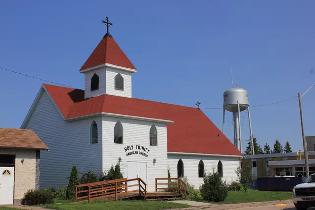 Holy Trinity Anglican Church with water tower
